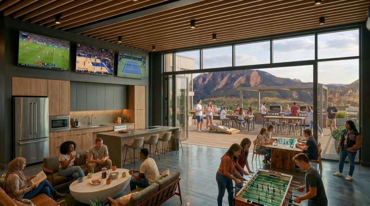 2885 Aurora top-floor clubhouse rendering